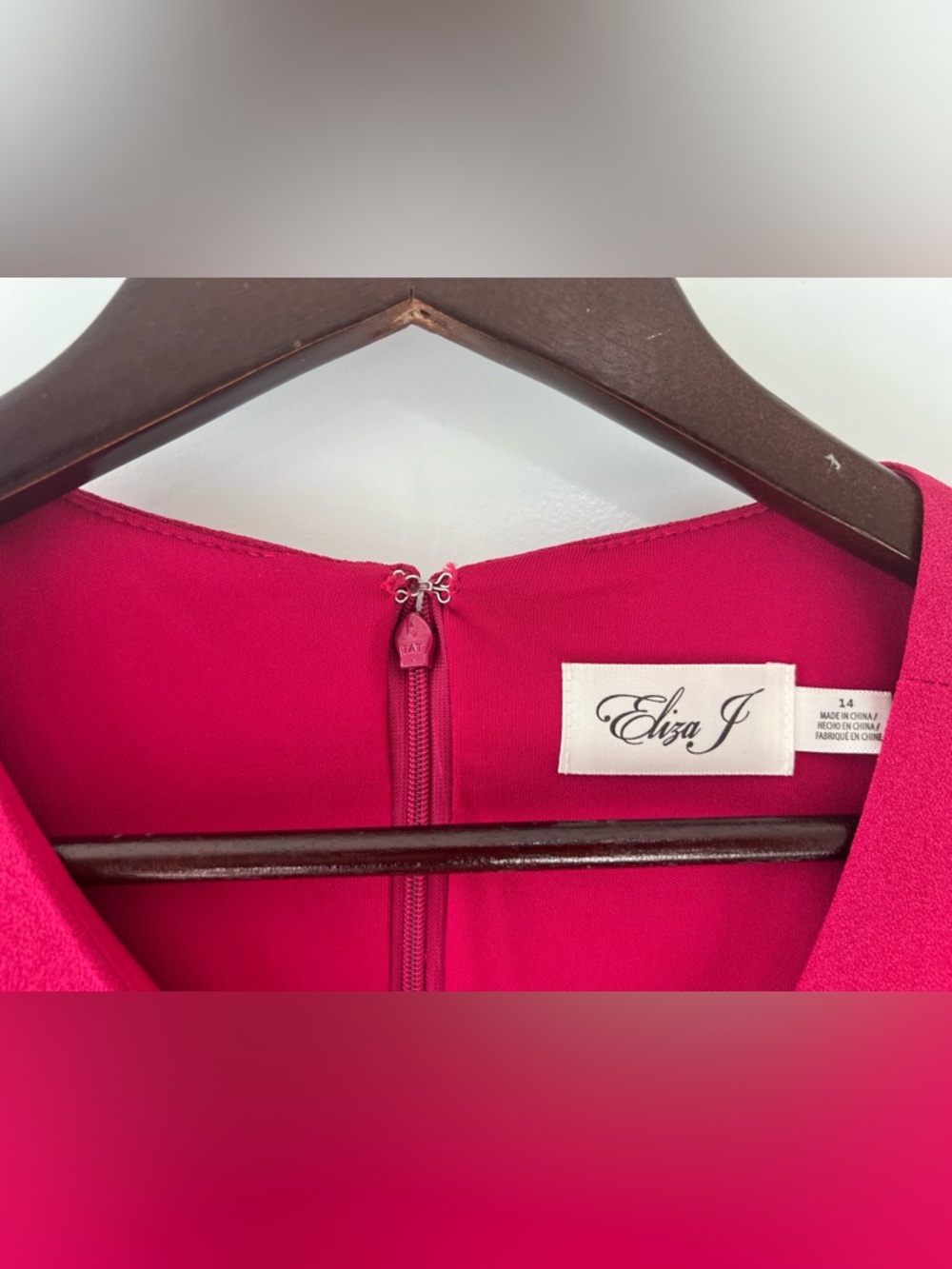 Eliza J Stretch Ruffle Crepe Chic Sheath Cocktail Ruffle Dress Mini Pink Sz 14 - Picture 5 of 6